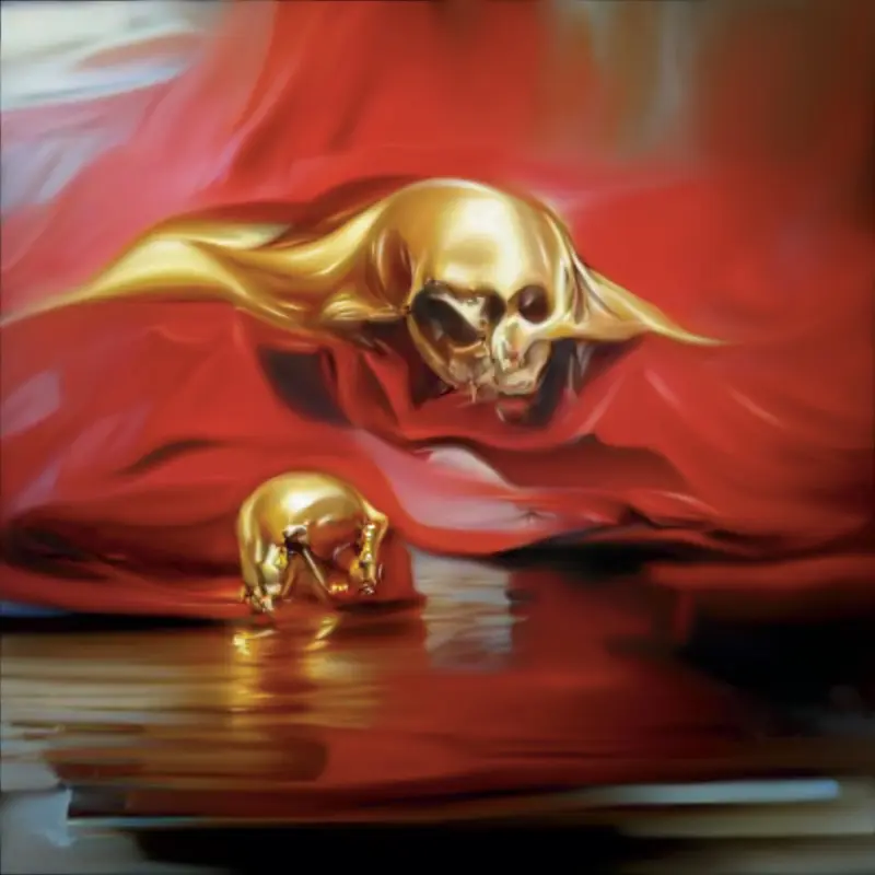 Golden Skull On Red Lace by MiQ